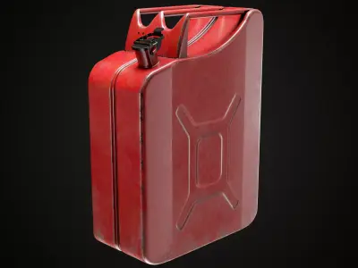Red gasoline canister Low-poly 3D model