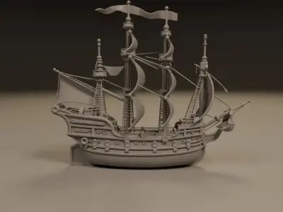 wooden ship 3D print model 3D Print Ready