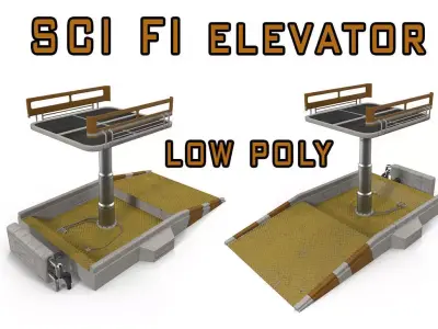 Elevator table with two chairs Low-poly 3D model
