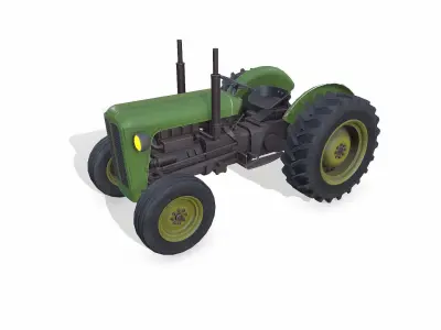 Old Generic Tractor Low-poly PBR Low-poly 3D model