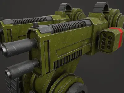 Turret Gun Low Poly PBR Machine Gun Low-poly 3D model