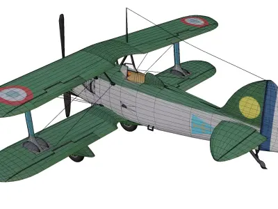 Biplane Fighter Bleriot SPAD S510 Low-poly 3D model