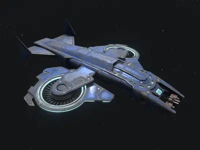 23spaceship spaceship flying in space Low-poly 3D model