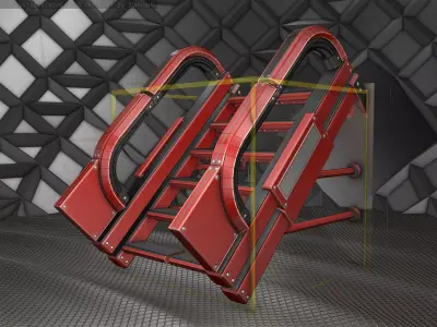 Sci-Fi Stairs - 1 - Red Version Low-poly 3D model