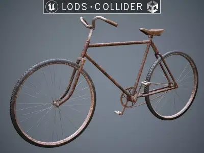 Vintage Bicycle Rusty - Updated for 2021 Low-poly 3D model