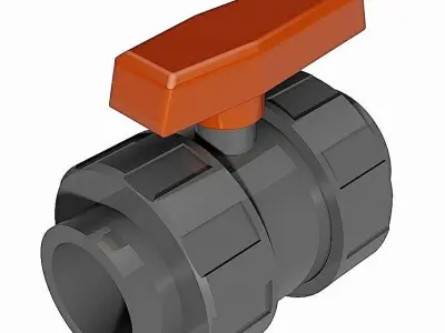 PVC Manual Ball Valves - Metric Socket Ends Free 3D model