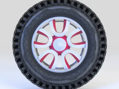 Offroad Tire Wheel Design Rim3 Low-poly 3D model