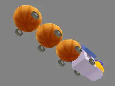 Cartoon pumpkin train toy - Halloween pumpkin cart Low-poly 3D model