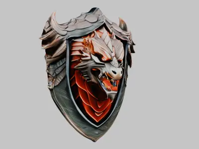 Detailed 3D model of a medieval shield Low-poly 3D model