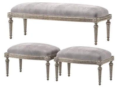 ebanista baladin bench and pouf 3D model