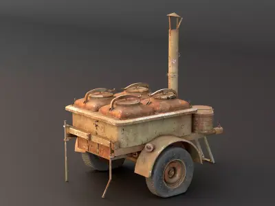 Old Army Filed Kitchen Low-poly 3D model