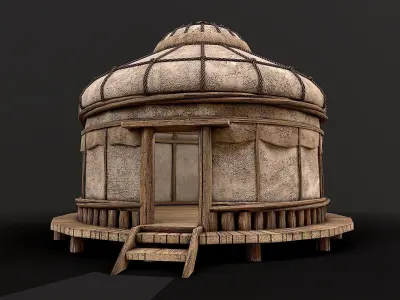 Traditional Yurt Nomads Tent with Interior 3 Low Poly PBR Low-poly 3D model