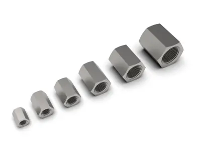 Hex NPT pipe coupling collection 3D model