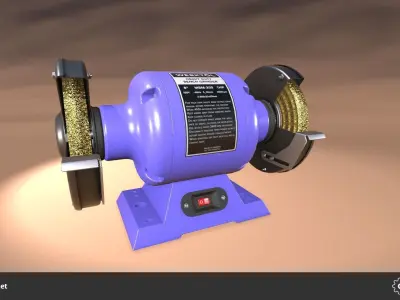 Bench Grinder Set Low-poly 3D model