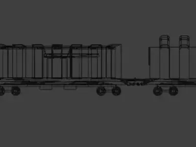 Pack 4 wagon animal plante et silo Low-poly 3D model
