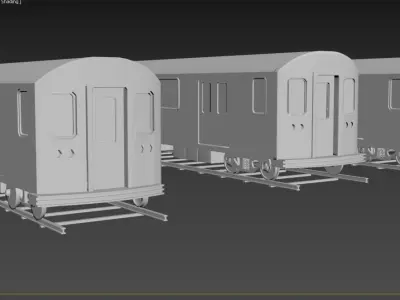 3 trains low   high poly subdiv 1 and 2 Low-poly 3D model