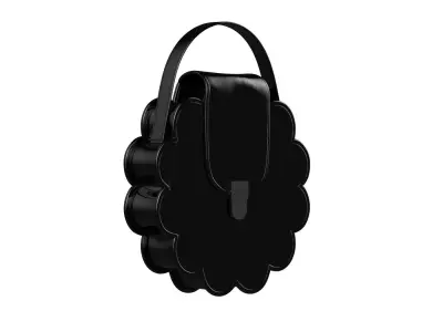 Black Leather Flower Flap Bag 3D model