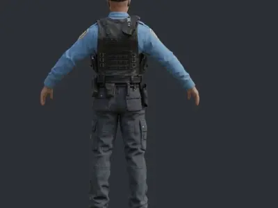 Police Man Low-poly 3D model