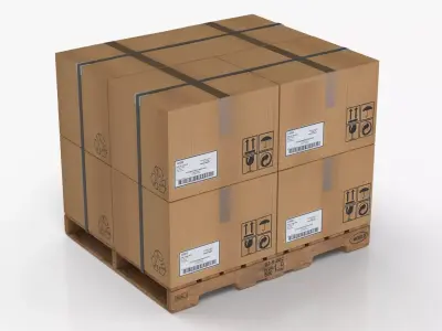 Pallet with Boxes T2 Low-poly 3D model