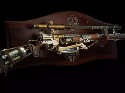 Old Steampunk Weapon Low-poly 3D model