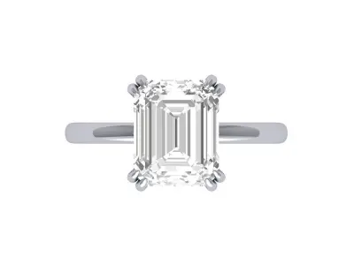 Emerald Solitaire Ring 3D print model 8