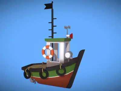 Stylized Cartoon Boat Game Ready Low-poly 3D model