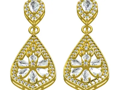 Antique Art Deco Diamond Stud Earring 2 3D print model