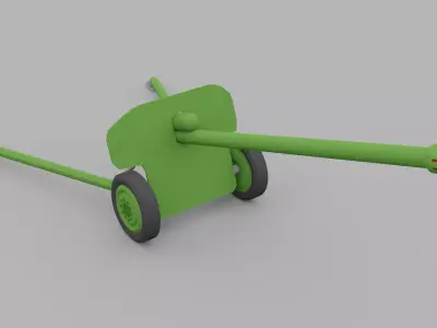 Low poly artillery gun Low-poly 3D model