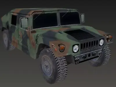 Humvee low-poly 3d model military vehicle in camouflage Low-poly 3D model