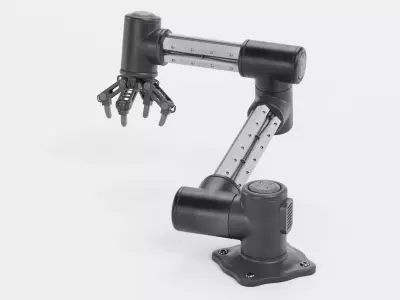 Robotic Arm with 4-Finger Gripper - V2 Rigged 3D model