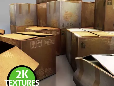 Cardboard Boxes Low-poly 3D model purchase