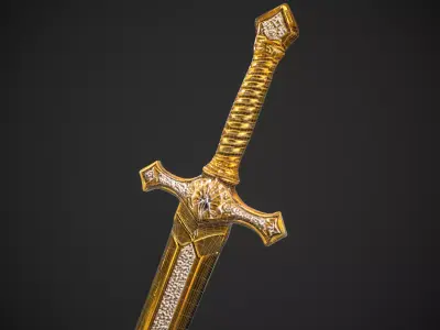 Golden Blade Elegance Sword Low-poly 3D model