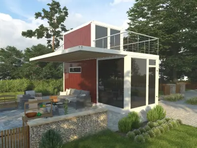 Modular private house 3D model purchase