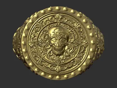 skull ring 3D print model 2