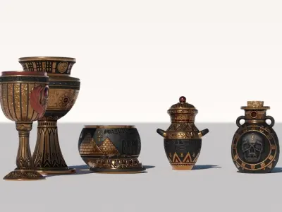 OB 02 Egyptian Necromancer Kit - Containers 01 Low-poly 3D model