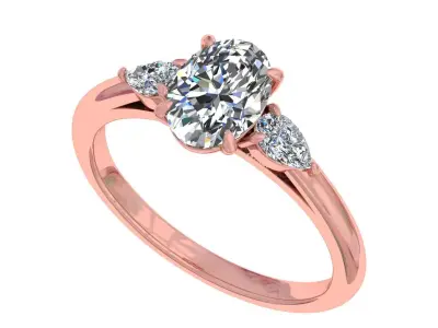 Oval And Pear Stone Engagement Ring 3D print model