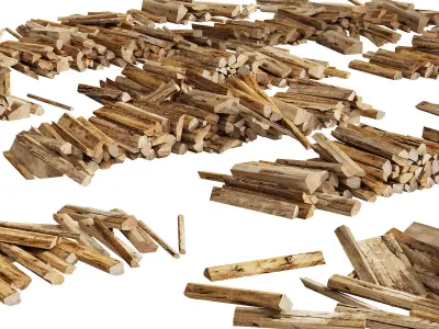 040 Firewood Logs 03 Scattered Firewood logs 3D model