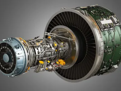 PW GTF Geared Turbofan Engine - with Interior Parts 3D model
