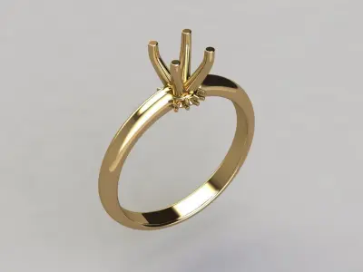 4 Prong Solitaire Diamond Gallery Dainty Engagement Ring 3D print model