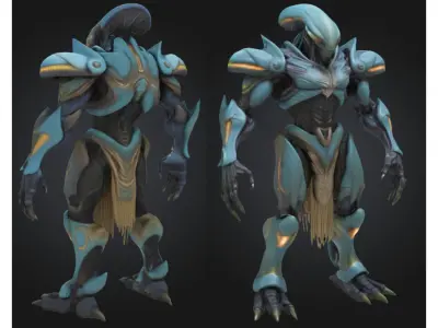 Alien Warrior Sci Fi Fantasy Low-poly 3D model