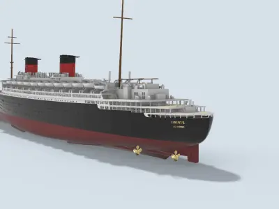 SS LIBERTE ocean liner 1950 - full and waterline printable model 3D print model