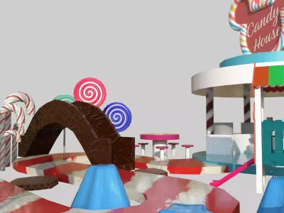 Candy Stall Low-poly 3D model