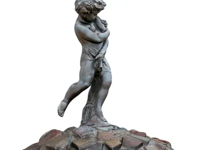 Sculpture for the Fountain Boy Holding a Big Fish in His Hands 3D model