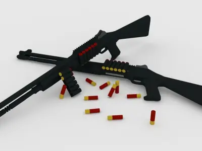 Low Poly M4 Tactical Shotgun Low-poly 3D model