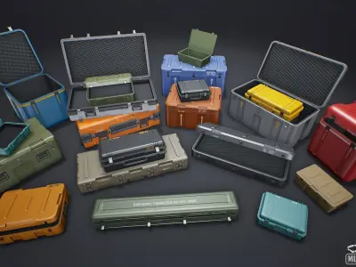 Military Cases Package Low-poly 3D model