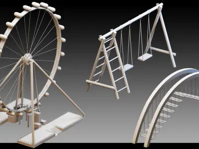 33 Funfair Objects- Vol 01- High detail 3d models 3D model