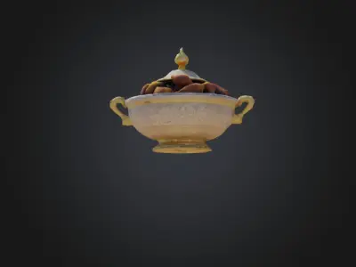 Arab Date Pot with Golden Lid Low-poly 3D model