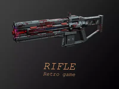 Rifle low poly retro game style Low-poly 3D model