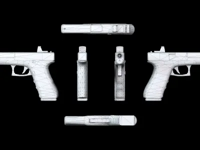 Autopistol gun Low-poly 3D model