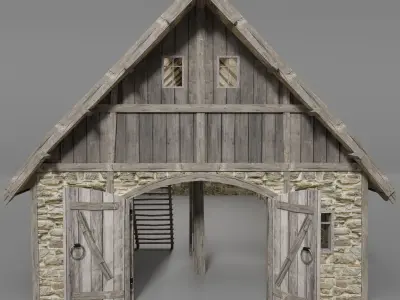 Medieval barn Low-poly 3D model purchase
